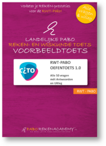 Omslag van de Landelijke Pabo Reken- en Wiskunde Toets voorbeeldtoets met Cito logo rechtststaand van Paborekenacademy.